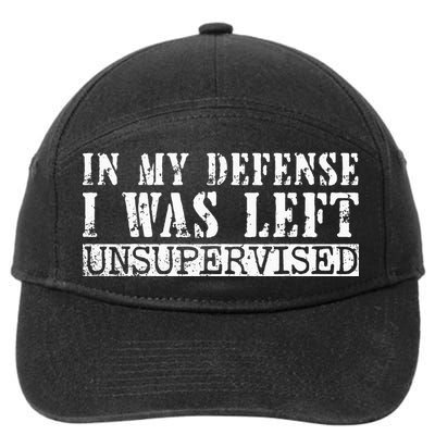 Funny Saying In My Defense I Was Left Unsupervised Vintage 7-Panel Snapback Hat