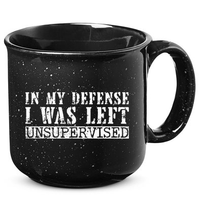 Funny Saying In My Defense I Was Left Unsupervised Vintage 15oz Campfire Ceramic Mug