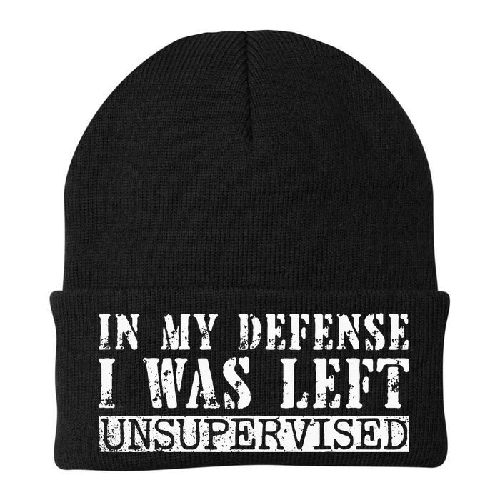 Funny Saying In My Defense I Was Left Unsupervised Vintage Beanie