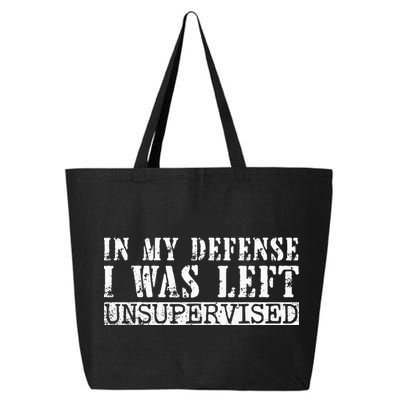 Funny Saying In My Defense I Was Left Unsupervised Vintage 25L Jumbo Tote