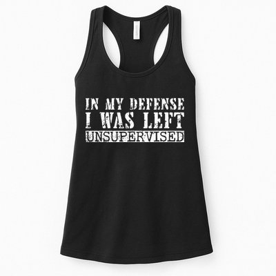Funny Saying In My Defense I Was Left Unsupervised Vintage Womens Tank Top