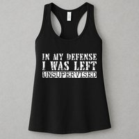 Funny Saying In My Defense I Was Left Unsupervised Vintage Womens Tank Top