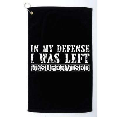 Funny Saying In My Defense I Was Left Unsupervised Vintage Golf Towel