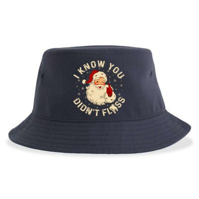 Funny Santa I Know You DidnT Floss Dentist Dental Christmas Sustainable Bucket Hat