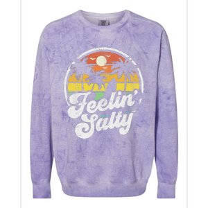 Feeling Salty Island Vacation Surfing Palm Retro Beach Colorblast Crewneck Sweatshirt