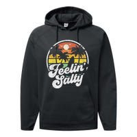 Feeling Salty Island Vacation Surfing Palm Retro Beach Performance Fleece Hoodie