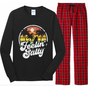 Feeling Salty Island Vacation Surfing Palm Retro Beach Long Sleeve Pajama Set