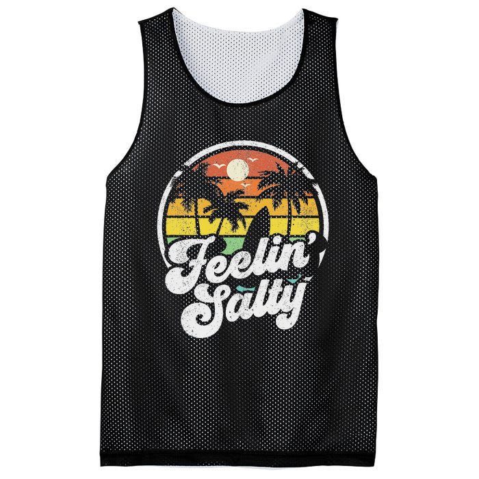 Feeling Salty Island Vacation Surfing Palm Retro Beach Mesh Reversible Basketball Jersey Tank