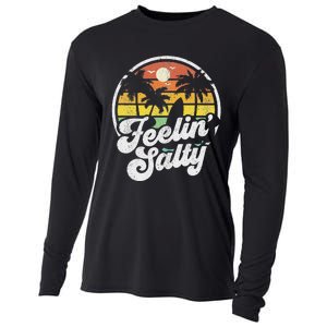 Feeling Salty Island Vacation Surfing Palm Retro Beach Cooling Performance Long Sleeve Crew