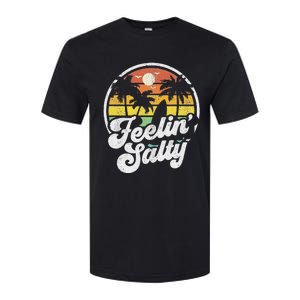 Feeling Salty Island Vacation Surfing Palm Retro Beach Softstyle CVC T-Shirt