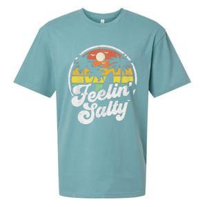 Feeling Salty Island Vacation Surfing Palm Retro Beach Sueded Cloud Jersey T-Shirt