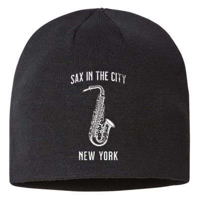 Funny Sax In The City New York Jazz Music Sax Player Design Sustainable Beanie