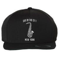 Funny Sax In The City New York Jazz Music Sax Player Design Wool Snapback Cap