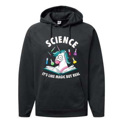 Funny Science Is Like Magic But Real Unicorn Funny Science Performance Fleece Hoodie