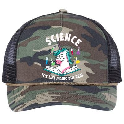 Funny Science Is Like Magic But Real Unicorn Funny Science Retro Rope Trucker Hat Cap