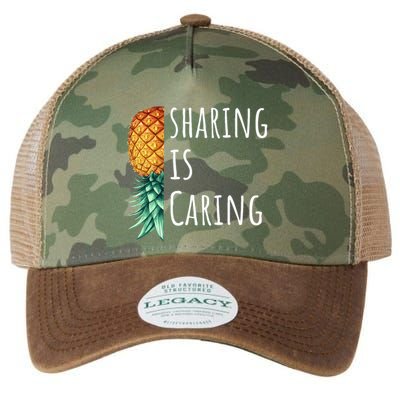 Funny Sharing Is Caring Upside Down Pineapple Swinger Legacy Tie Dye Trucker Hat