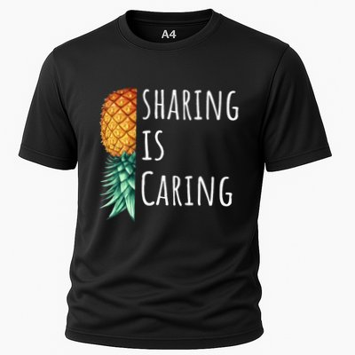 Funny Sharing Is Caring Upside Down Pineapple Swinger Performance Shirt