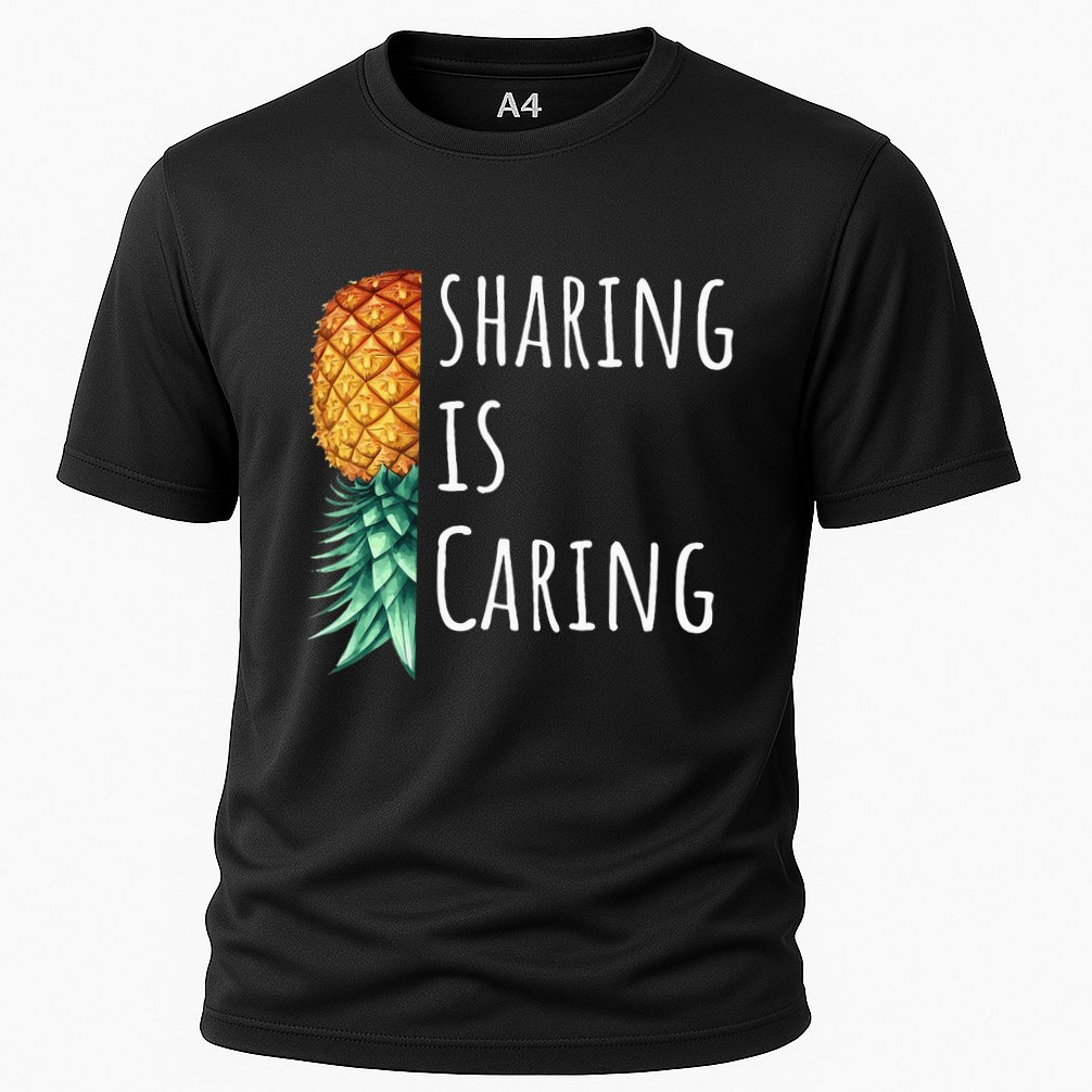 Funny Sharing Is Caring Upside Down Pineapple Swinger Performance Shirt