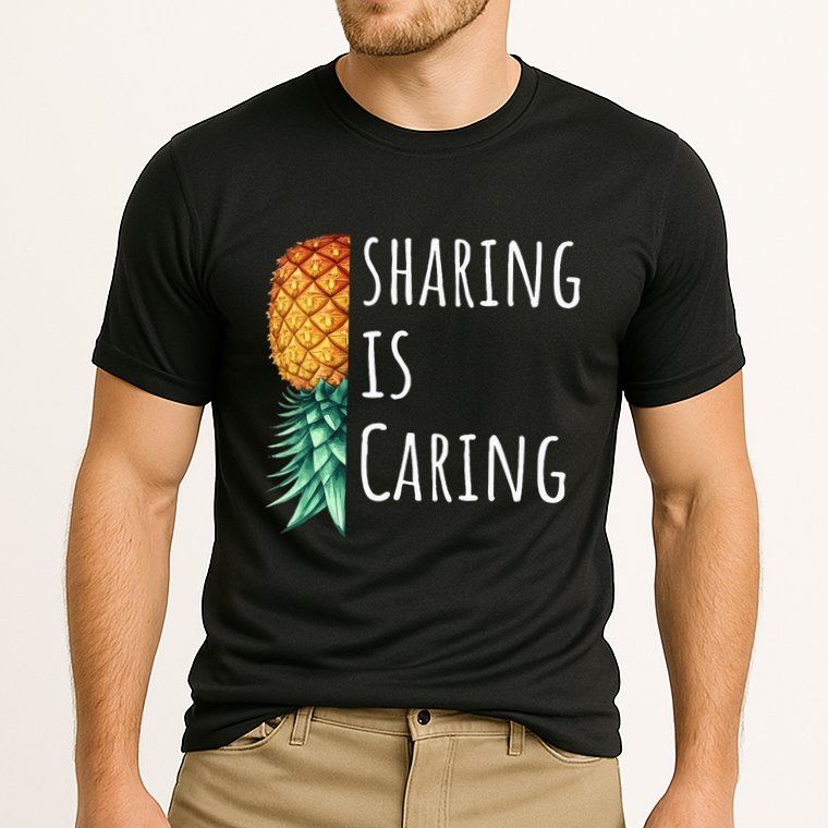 Funny Sharing Is Caring Upside Down Pineapple Swinger Performance Shirt