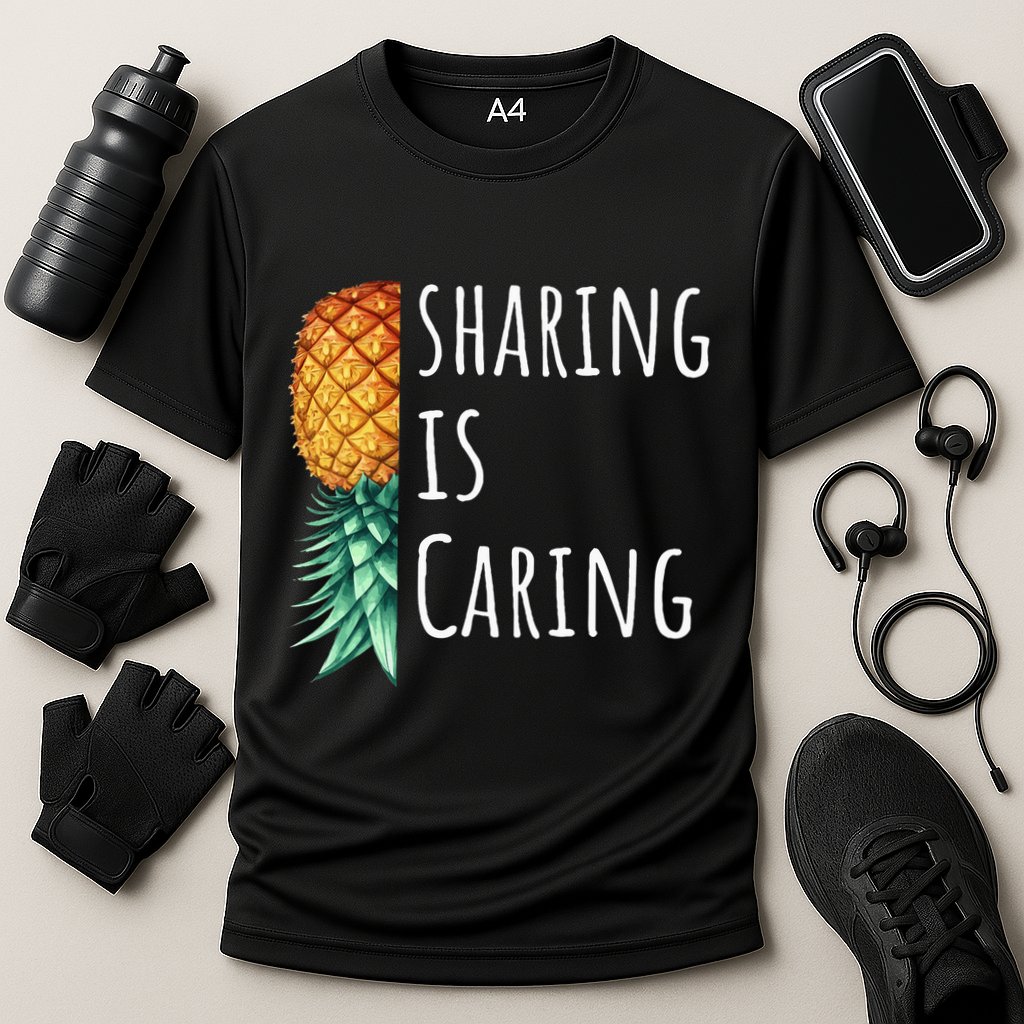 Funny Sharing Is Caring Upside Down Pineapple Swinger Performance Shirt