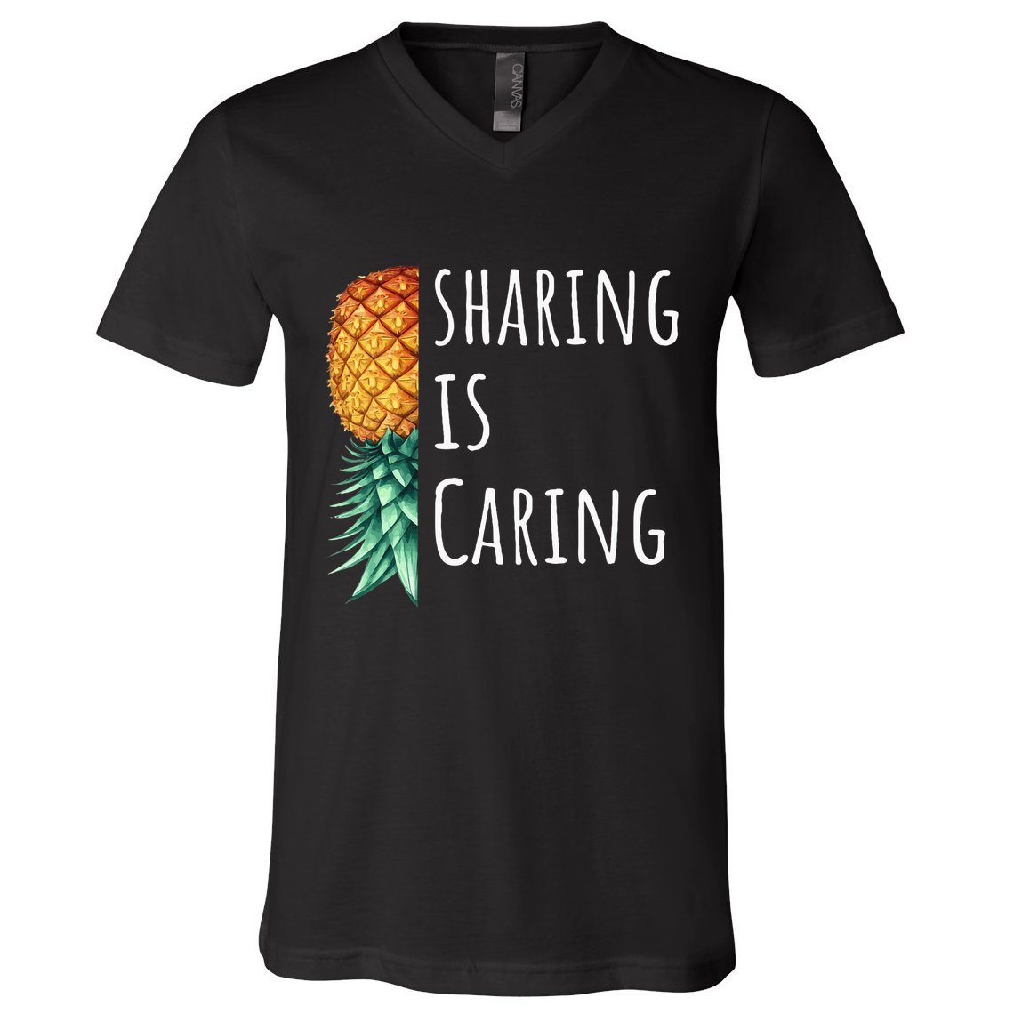 Funny Sharing Is Caring Upside Down Pineapple Swinger V-Neck T-Shirt