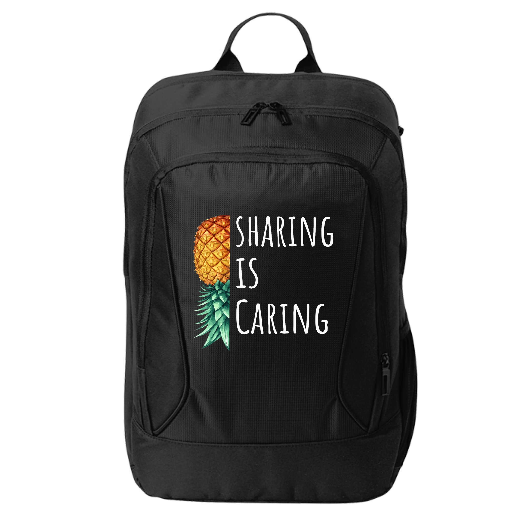 Funny Sharing Is Caring Upside Down Pineapple Swinger City Backpack
