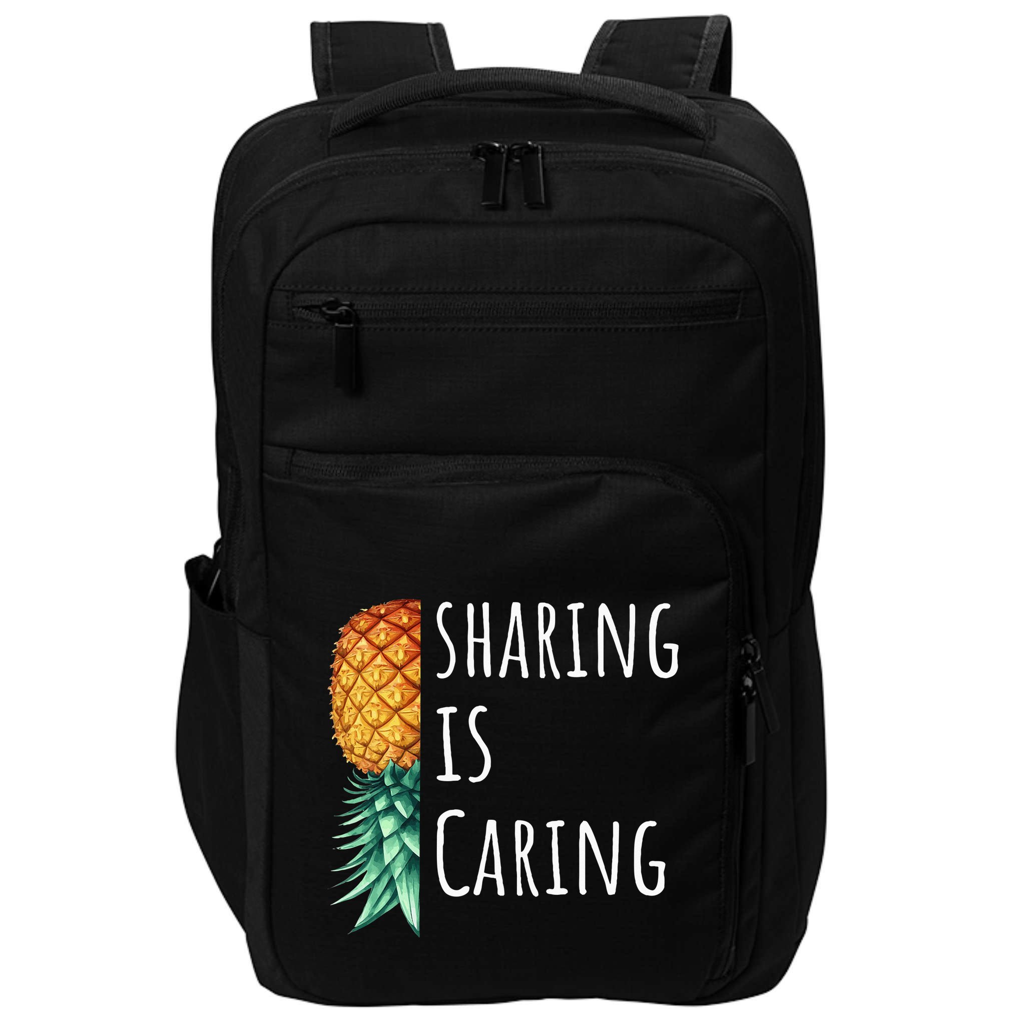 Funny Sharing Is Caring Upside Down Pineapple Swinger Impact Tech Backpack