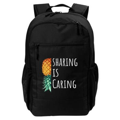 Funny Sharing Is Caring Upside Down Pineapple Swinger Backpack