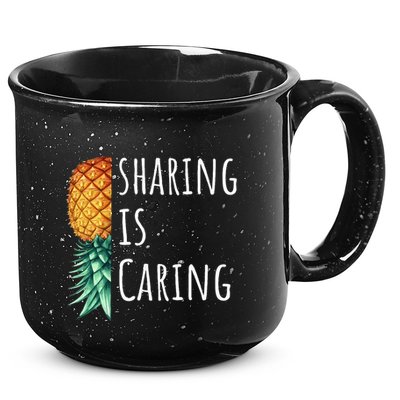 Funny Sharing Is Caring Upside Down Pineapple Swinger 15oz Campfire Ceramic Mug
