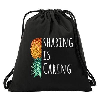 Funny Sharing Is Caring Upside Down Pineapple Swinger Drawstring Bag