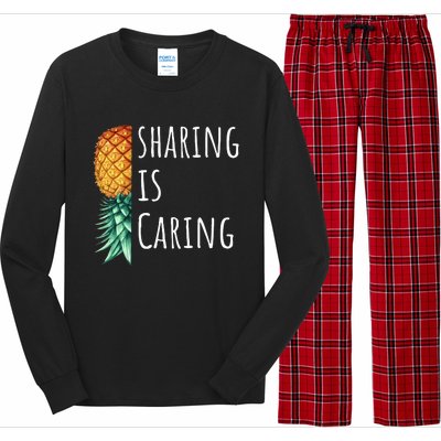 Funny Sharing Is Caring Upside Down Pineapple Swinger Long Sleeve Pajama Set