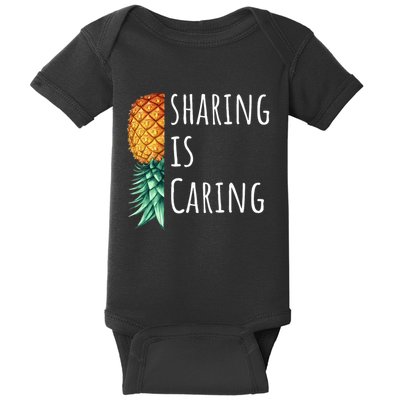 Funny Sharing Is Caring Upside Down Pineapple Swinger Baby Bodysuit