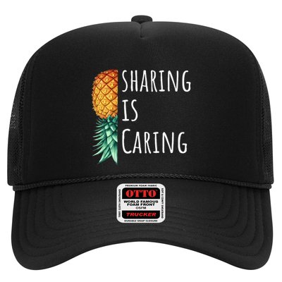 Funny Sharing Is Caring Upside Down Pineapple Swinger Trucker Hat