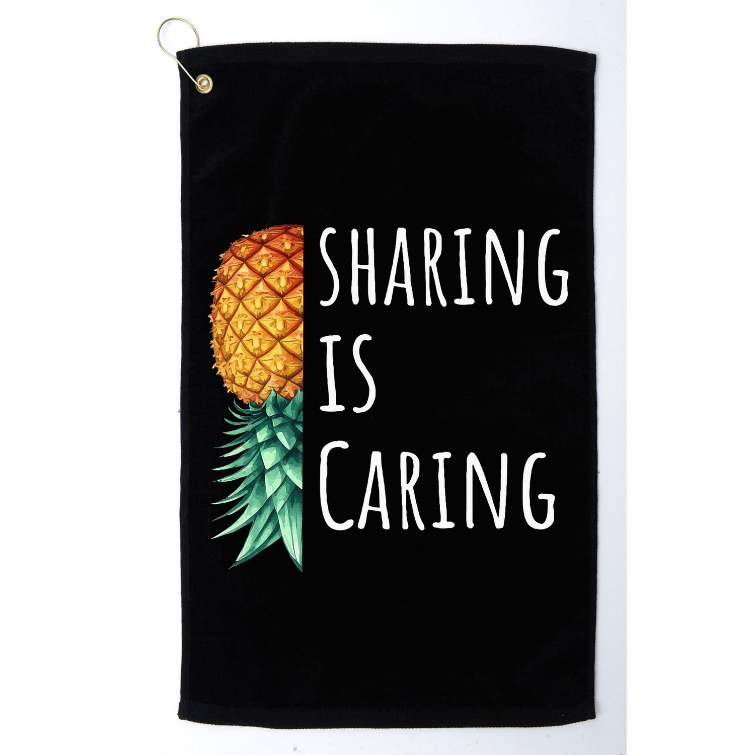Funny Sharing Is Caring Upside Down Pineapple Swinger Golf Towel