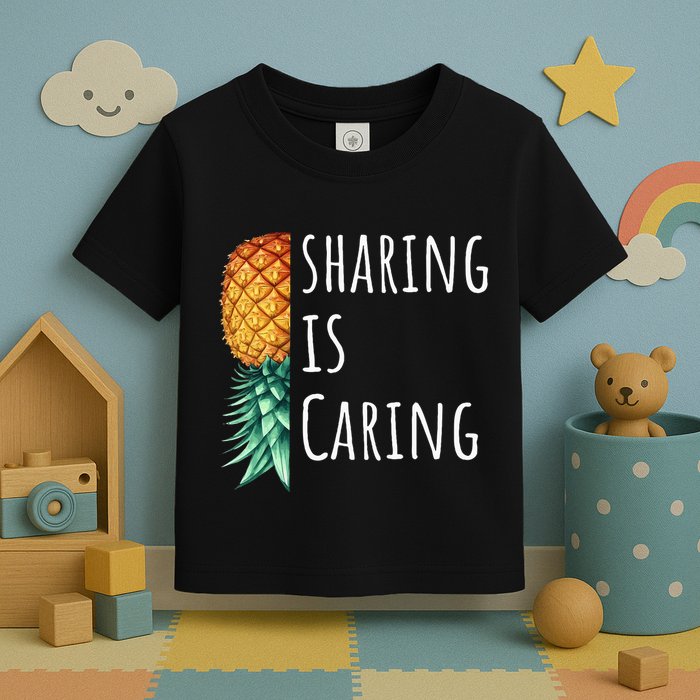 Funny Sharing Is Caring Upside Down Pineapple Swinger Toddler T-Shirt