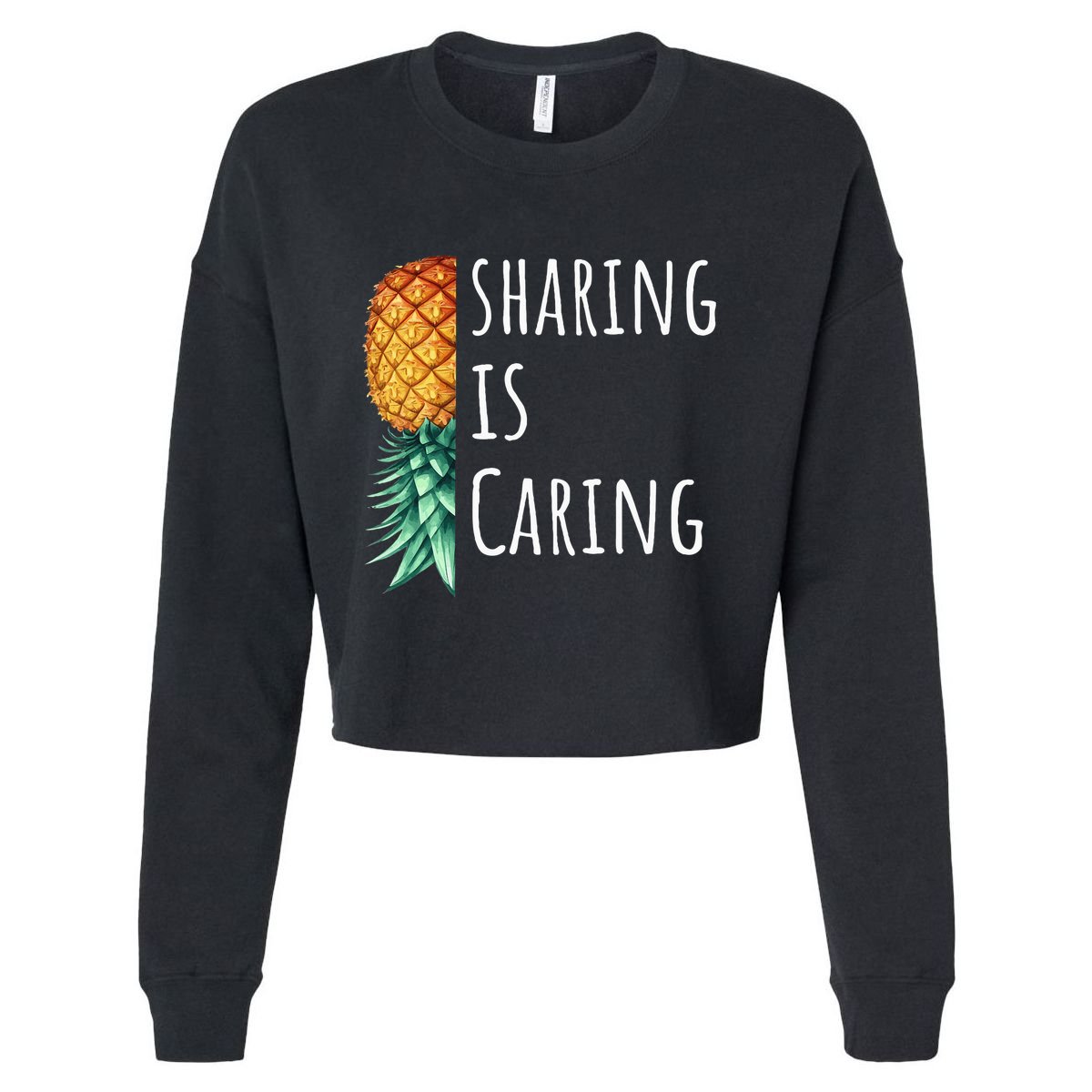 Funny Sharing Is Caring Upside Down Pineapple Swinger Cropped Pullover Crew