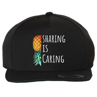 Funny Sharing Is Caring Upside Down Pineapple Swinger Wool Snapback Cap