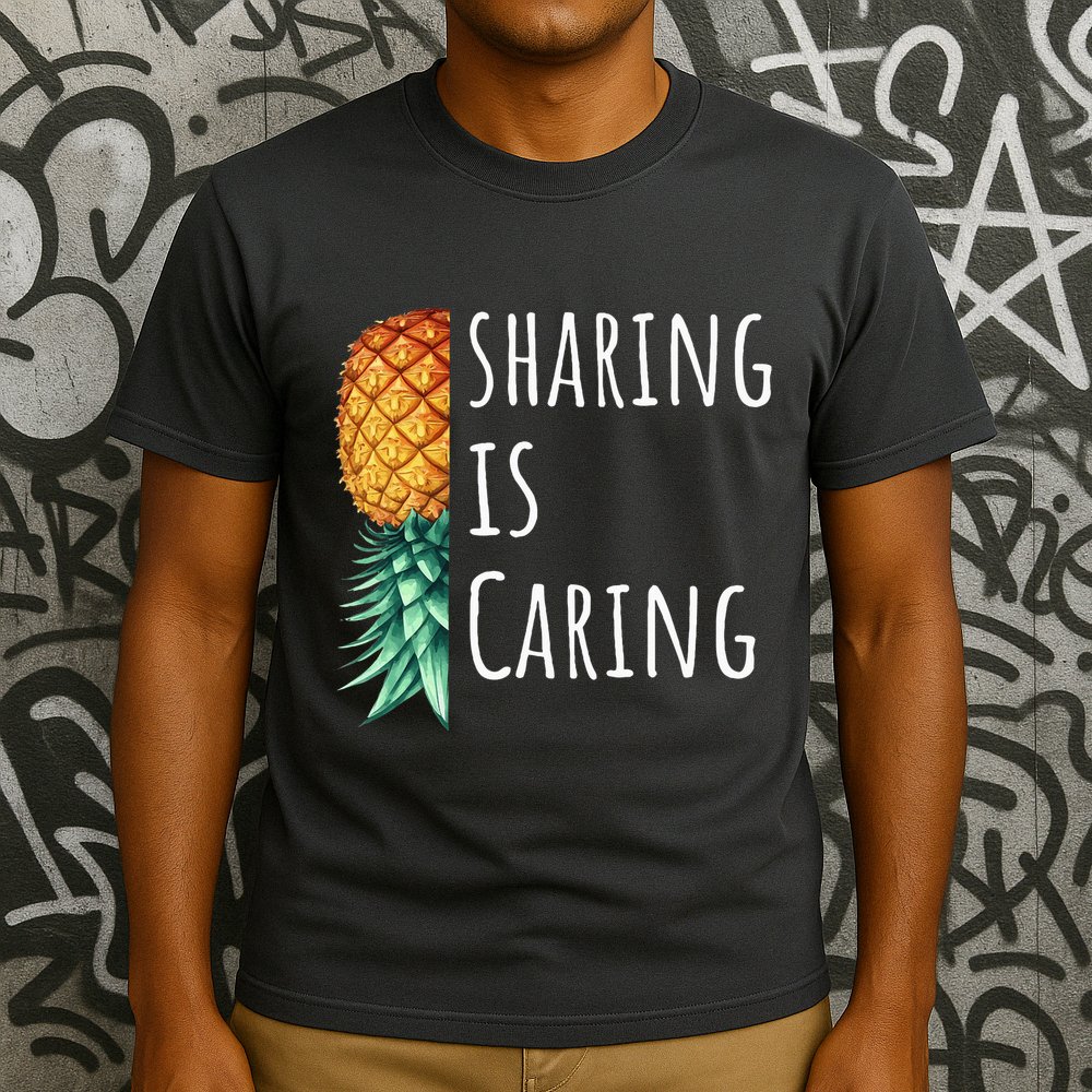 Funny Sharing Is Caring Upside Down Pineapple Swinger T-Shirt