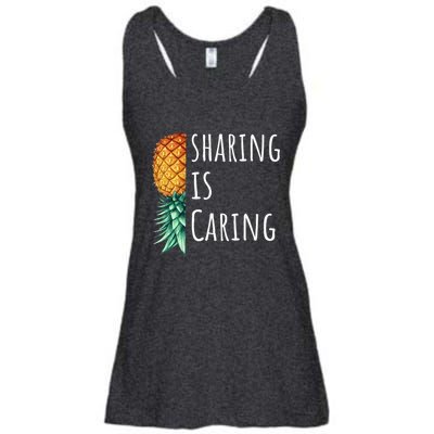 Funny Sharing Is Caring Upside Down Pineapple Swinger Ladies Essential Flowy Tank