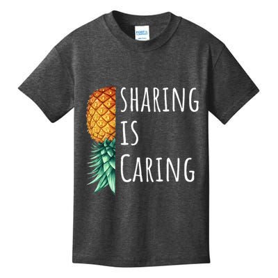 Funny Sharing Is Caring Upside Down Pineapple Swinger Kids T-Shirt