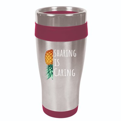 Funny Sharing Is Caring Upside Down Pineapple Swinger 16oz Travel Tumbler