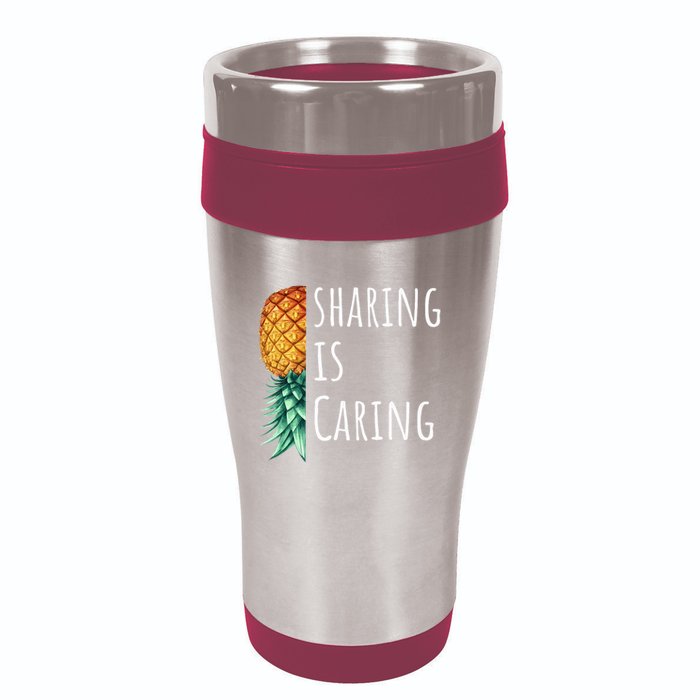 Funny Sharing Is Caring Upside Down Pineapple Swinger 16oz Travel Tumbler