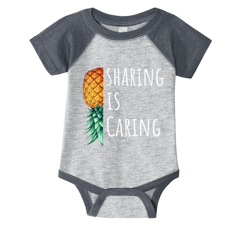 Funny Sharing Is Caring Upside Down Pineapple Swinger Infant Baby Jersey Bodysuit