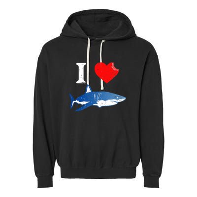 Funny Shark I Love Shark Shark Lover Shark Garment-Dyed Fleece Hoodie