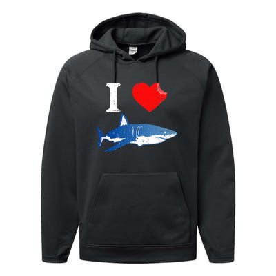 Funny Shark I Love Shark Shark Lover Shark Performance Fleece Hoodie