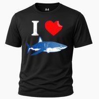 Funny Shark I Love Shark Shark Lover Shark Cooling Performance Crew T-Shirt