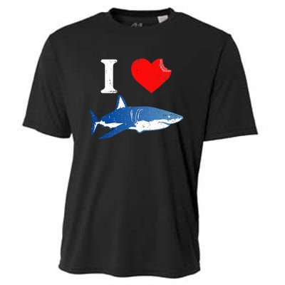 Funny Shark I Love Shark Shark Lover Shark Cooling Performance Crew T-Shirt