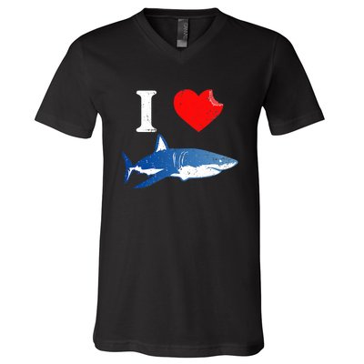 Funny Shark I Love Shark Shark Lover Shark V-Neck T-Shirt