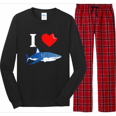 Funny Shark I Love Shark Shark Lover Shark Long Sleeve Pajama Set