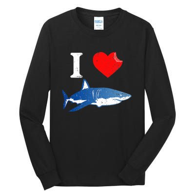 Funny Shark I Love Shark Shark Lover Shark Tall Long Sleeve T-Shirt